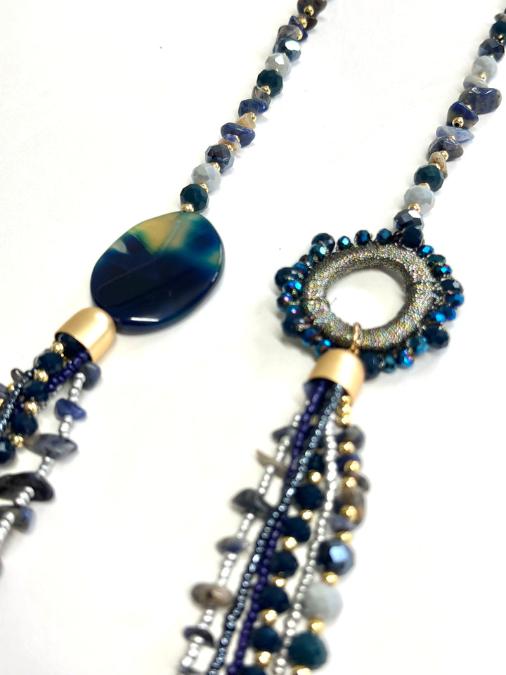 Multi-Strand Cascade Necklace | Blue