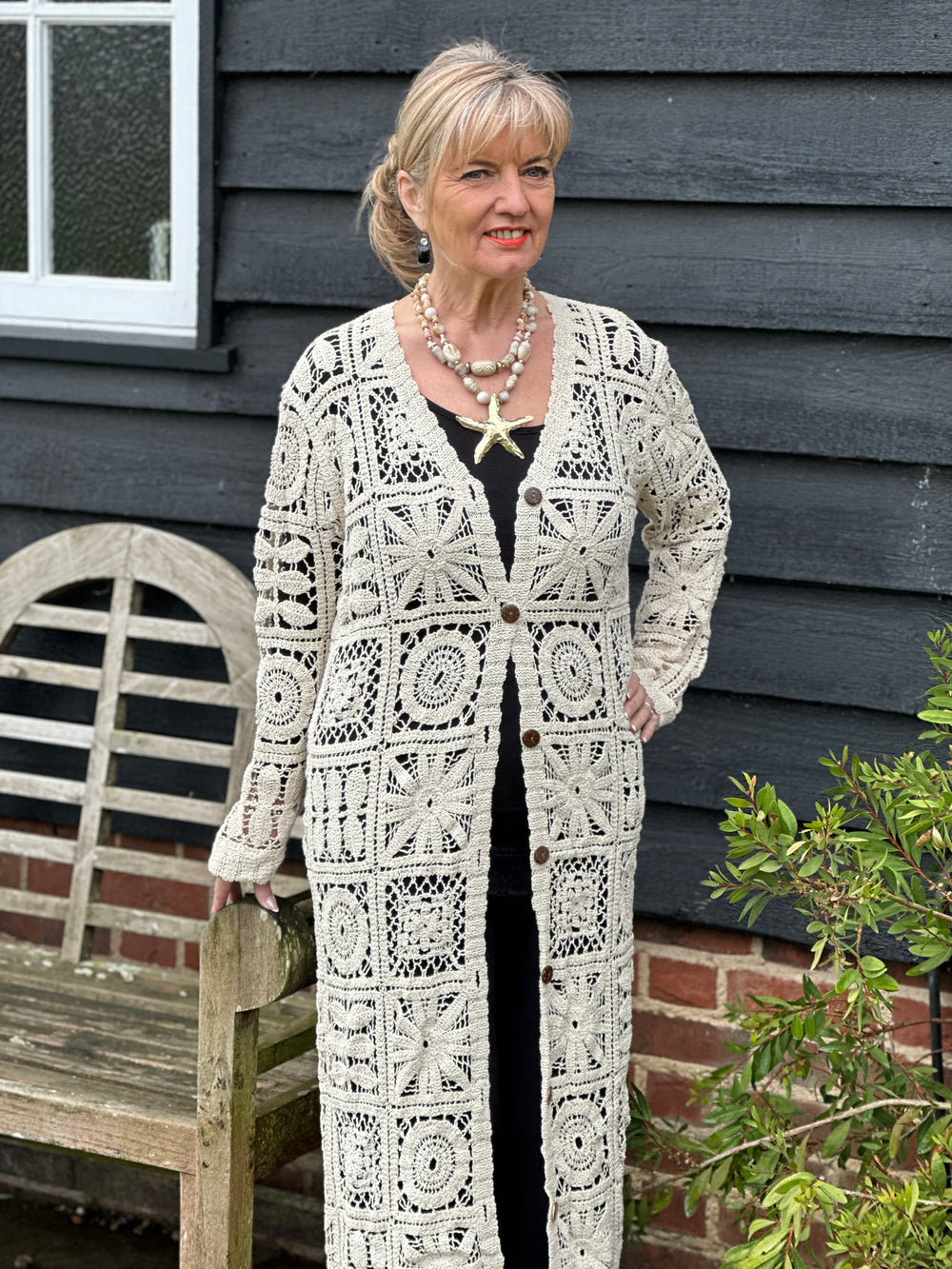 Sea Breeze Longline Crochet Cardigan | Beige - Mandy's Heaven 