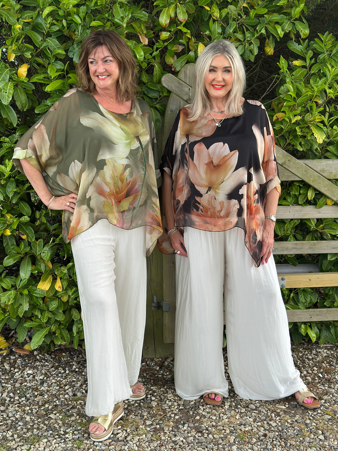 Botanical Mia Silk Blouse | Black & Brown