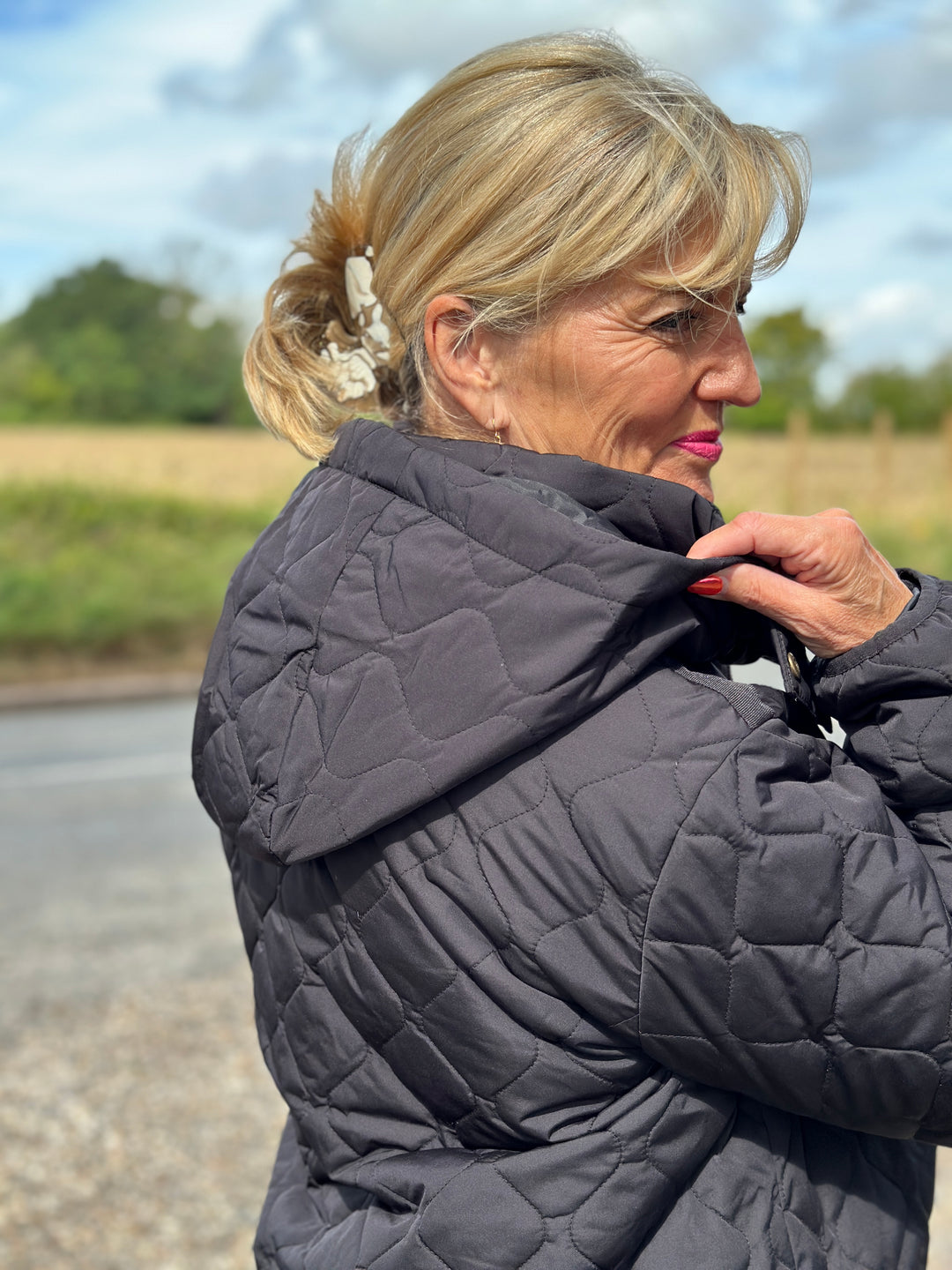 Quilted Longline Coat | Black