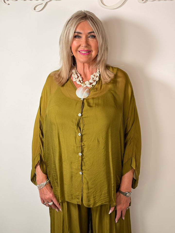 Naomi Silk Blouse | Olive