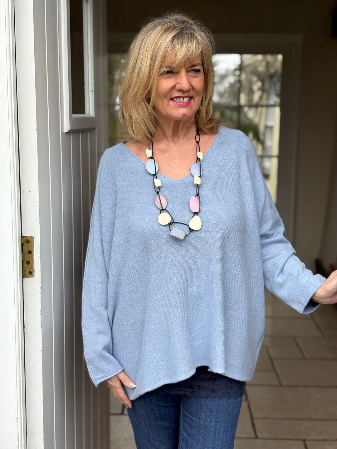 V-Neck Knitted Jumper | Lilac