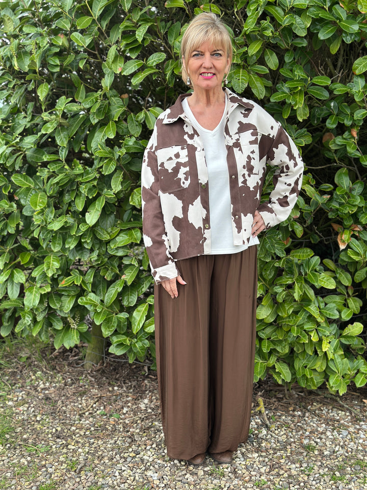 Cow Print Faux Suede Western Jacket - Malissa J