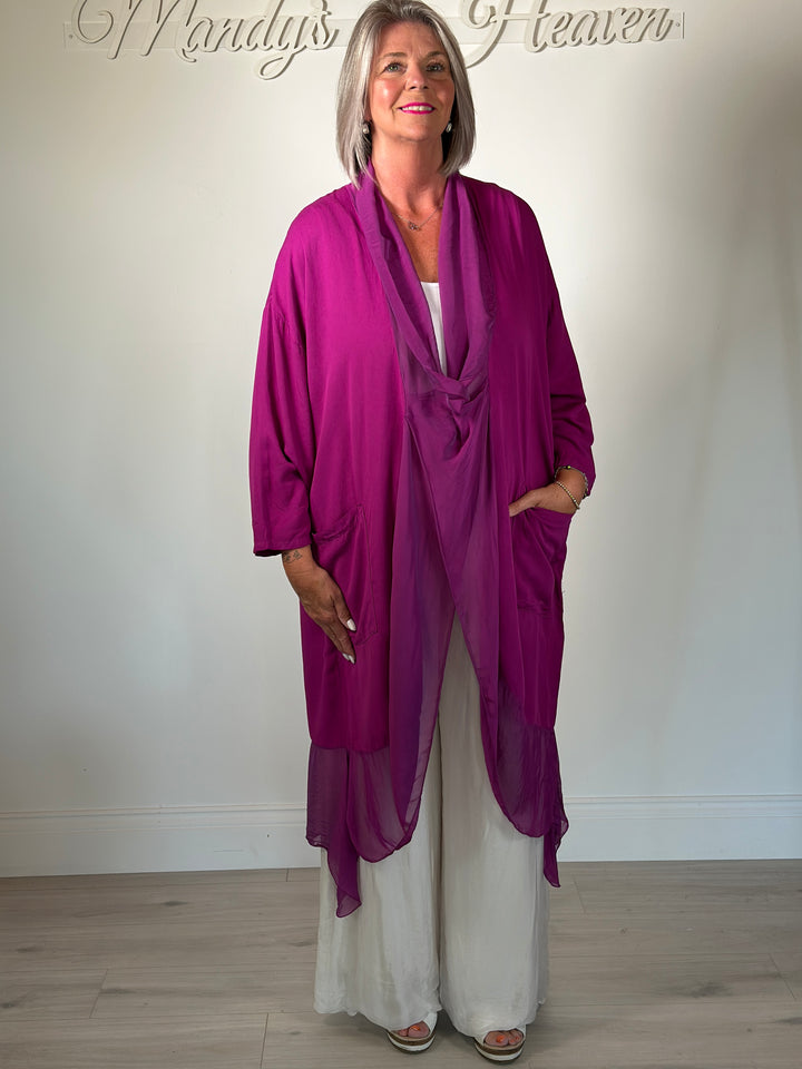 Silk Crossover Tunic | Magenta