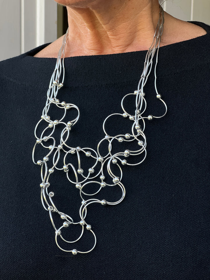 Twisted Bead Lightweight Strand Necklace | Silver