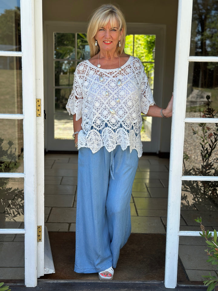 Two Piece Cotton Crochet Top | White