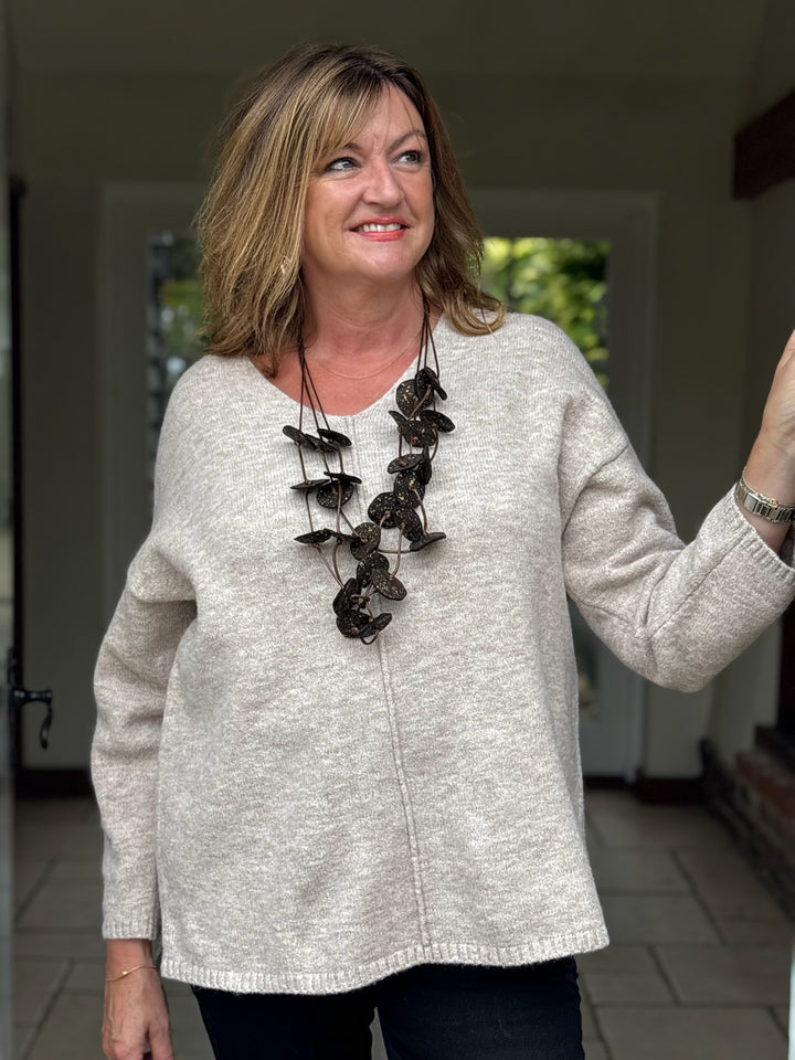 Lightweight Layered Disc Necklace | Brown