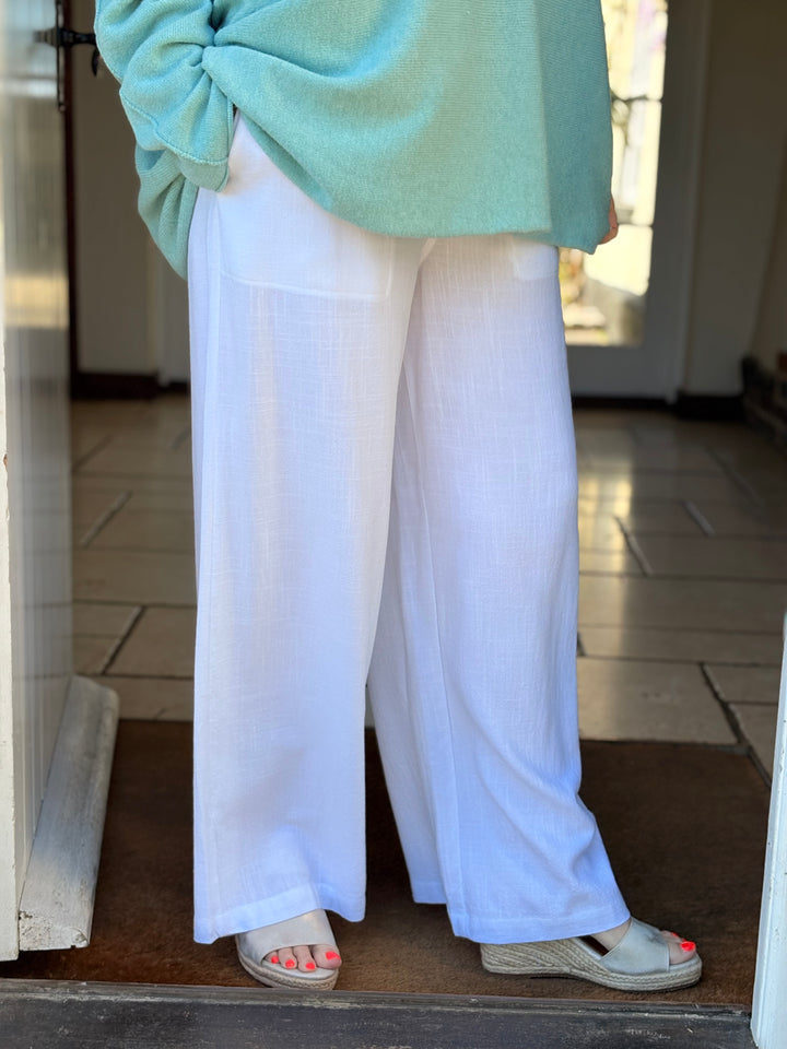 Linen-Blend Trousers | White