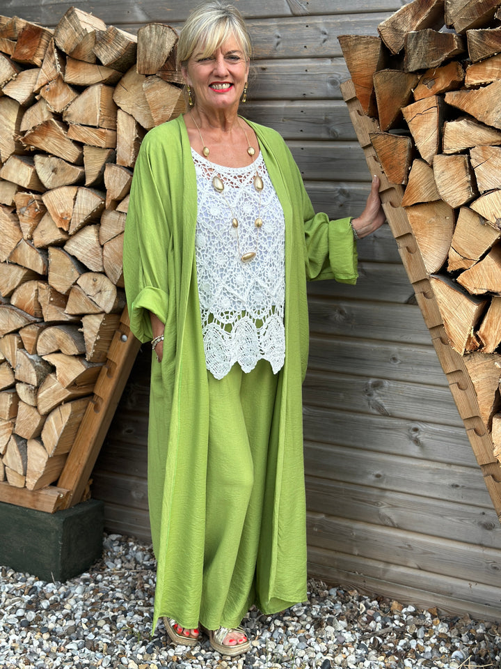 Longline Cardigan Two Piece Co-ord Set | Lime