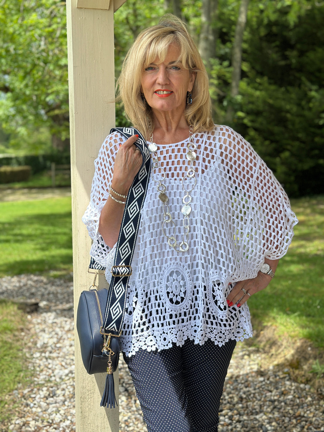 Crochet Lace Overlay Top | White