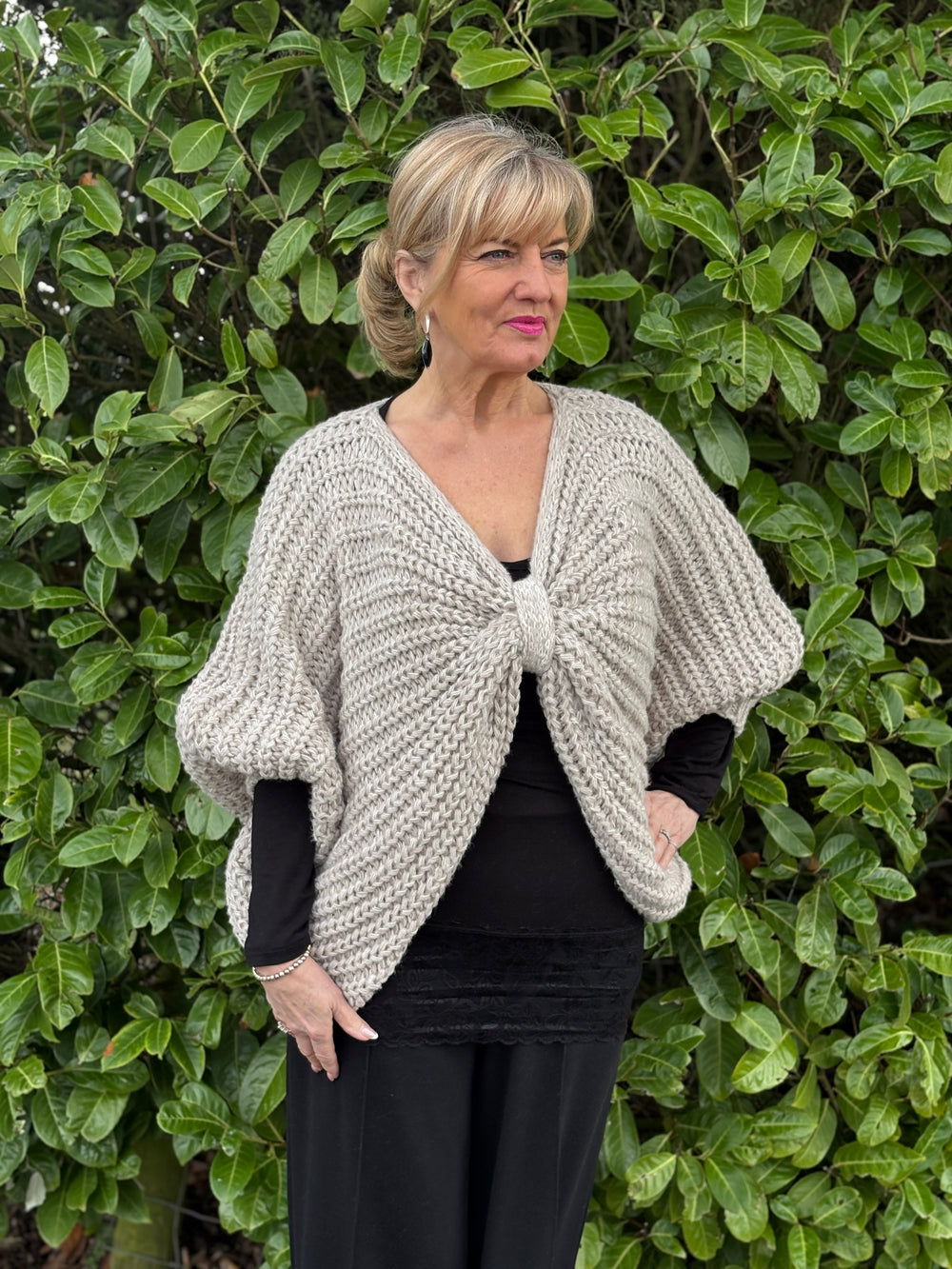 Bow Shaped Knitted Jumper Malissa J | Stone - Mandy's Heaven 