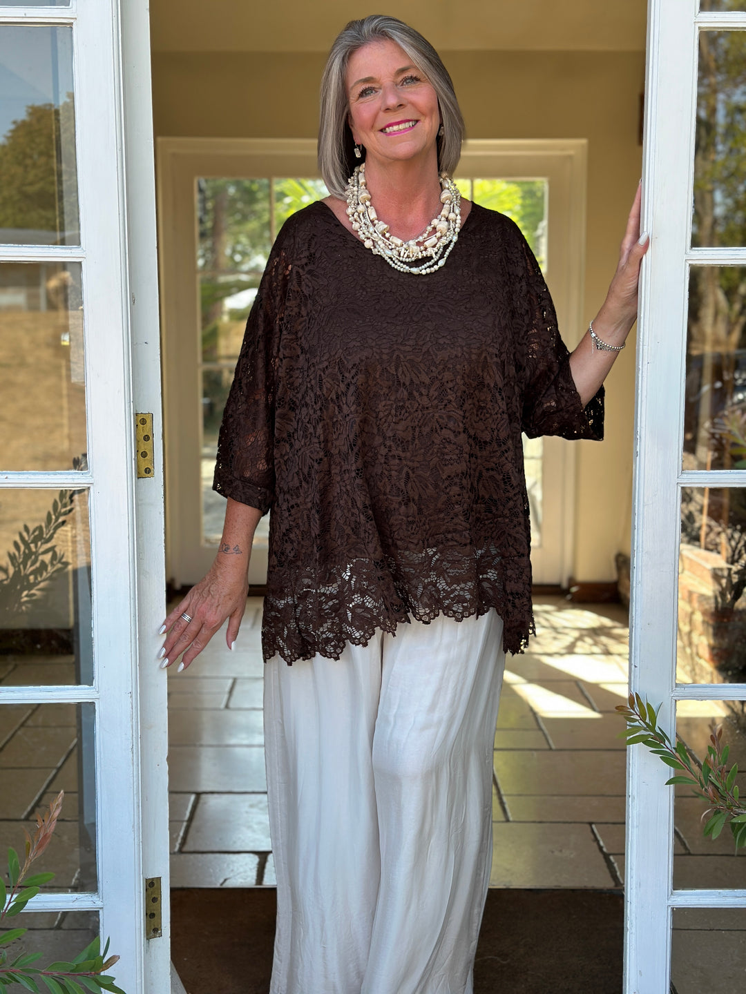 Isabelle Lace Top | Chocolate Brown