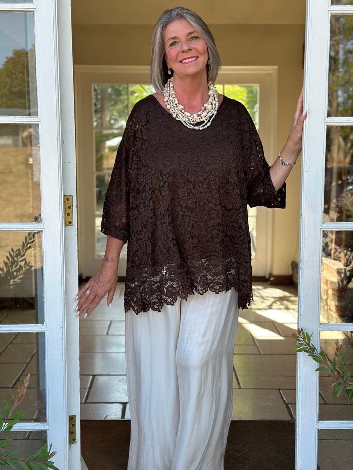 Isabelle Lace Top | Chocolate Brown
