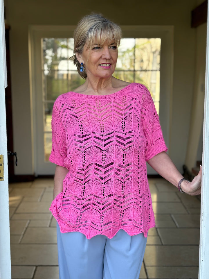 Crochet T-Shirt | Fuchsia