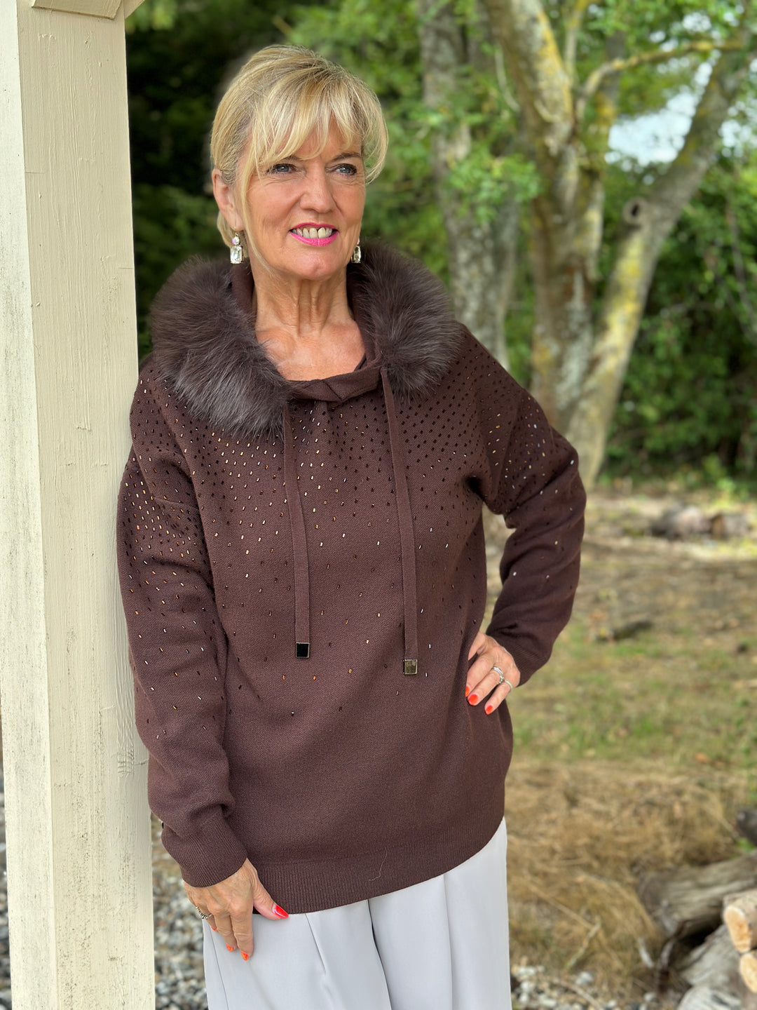 Luxe Hooded Knit - Malissa J | Chocolate Brown
