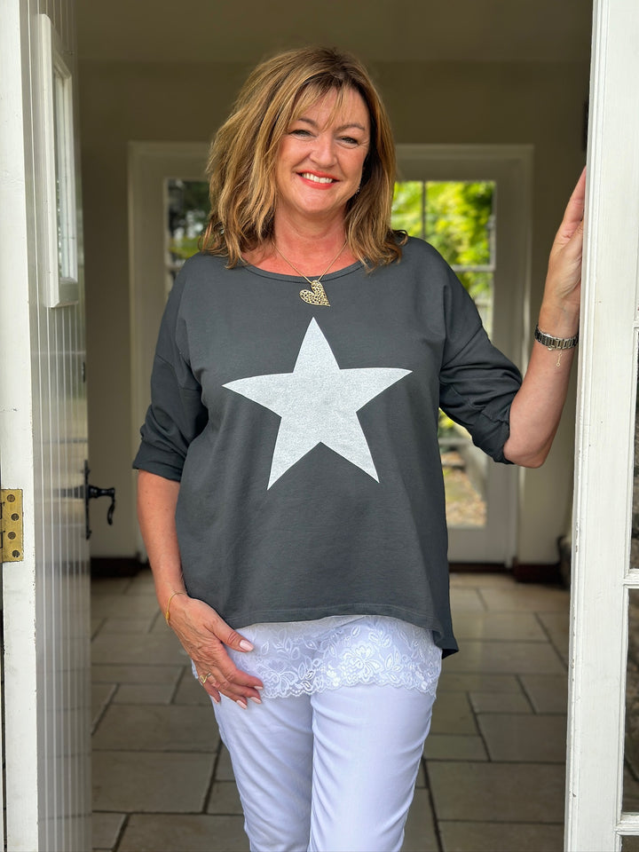 Cotton Star Lightweight Sweatshirt | Charcoal