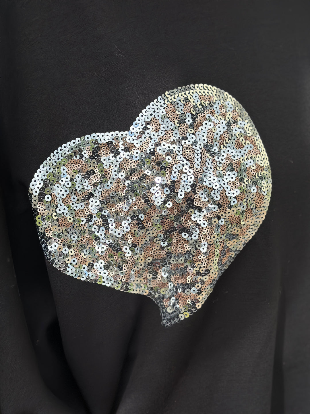 Batwing Sequin Heart Jumper | Black