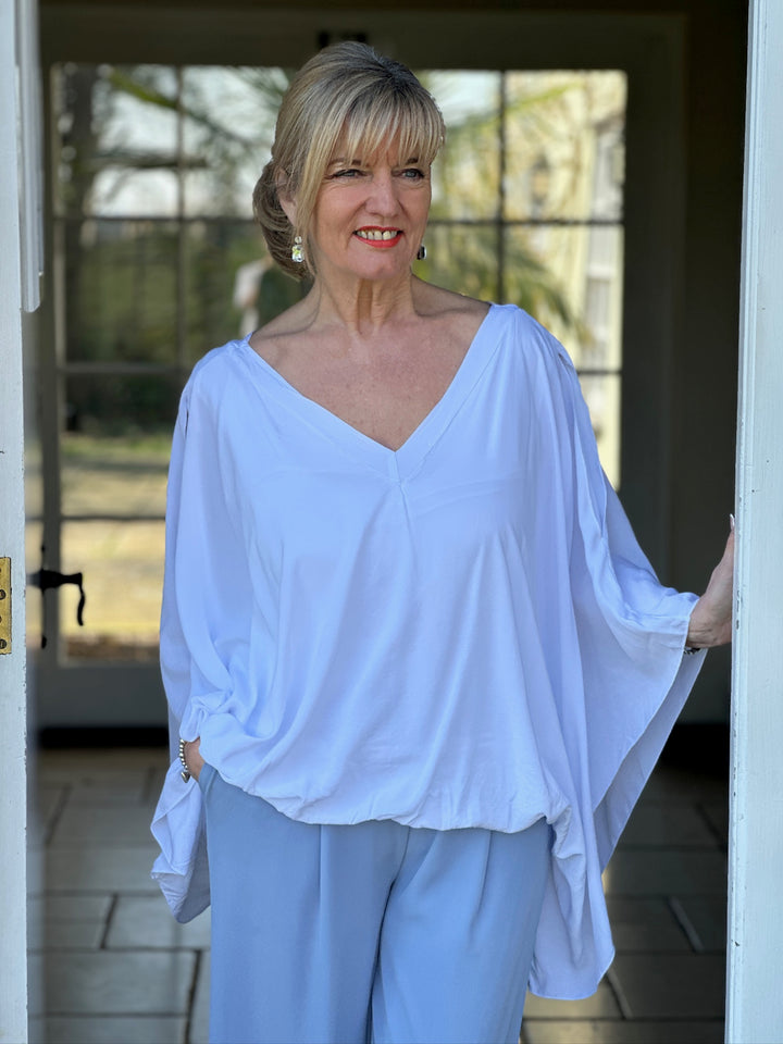 Floaty Cold Shoulder Blouse | White