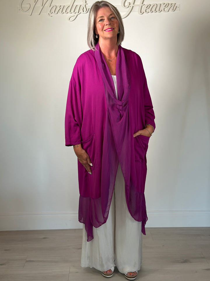 Silk Crossover Tunic | Magenta