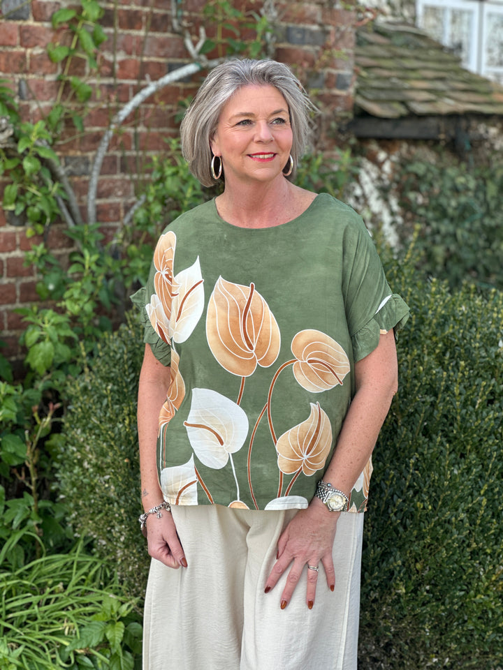 Leaf Print Soft T-Shirt | Sage Green