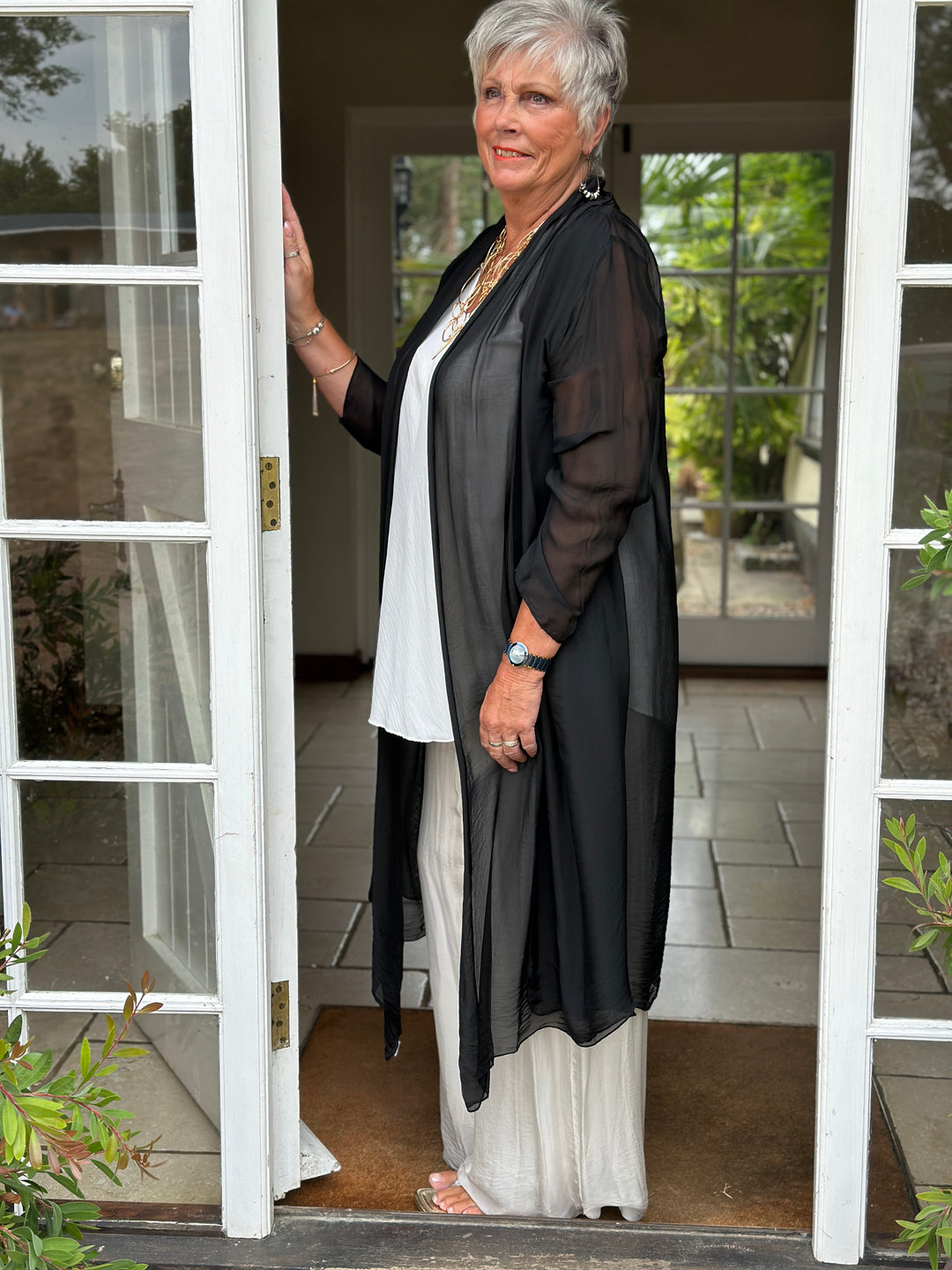 Longline Waterfall Cardigan | Black