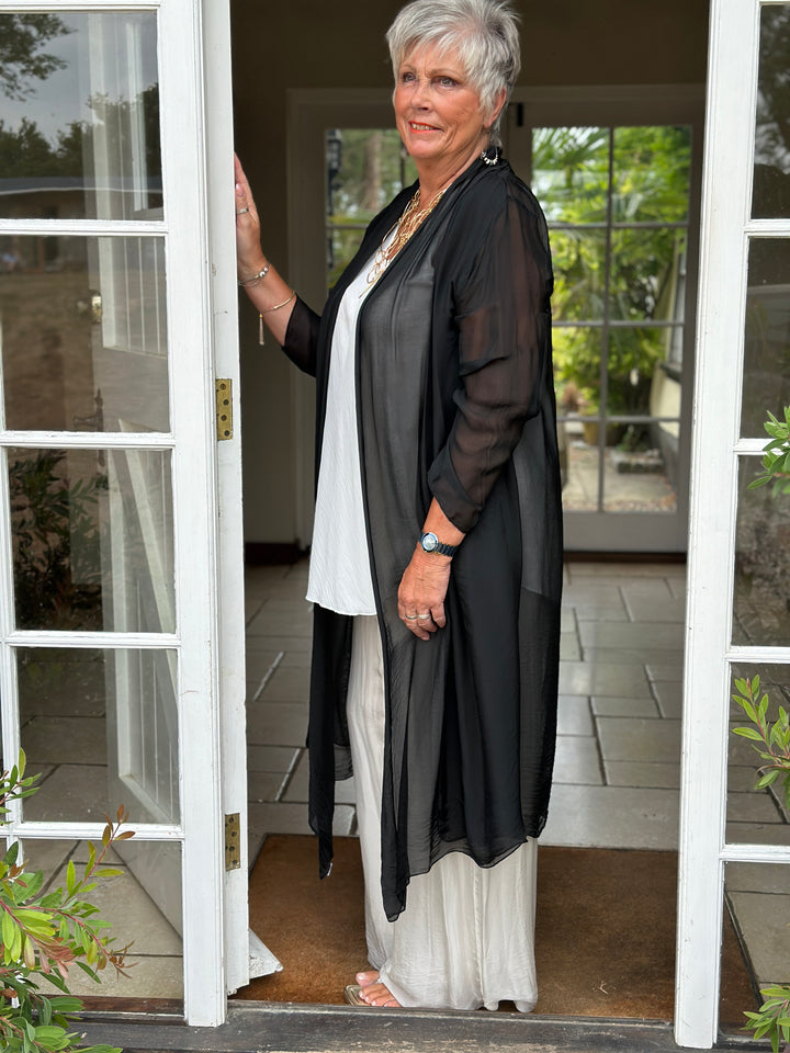 Longline Waterfall Cardigan | Black