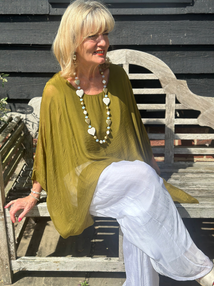 Mia Silk Blouse | Olive