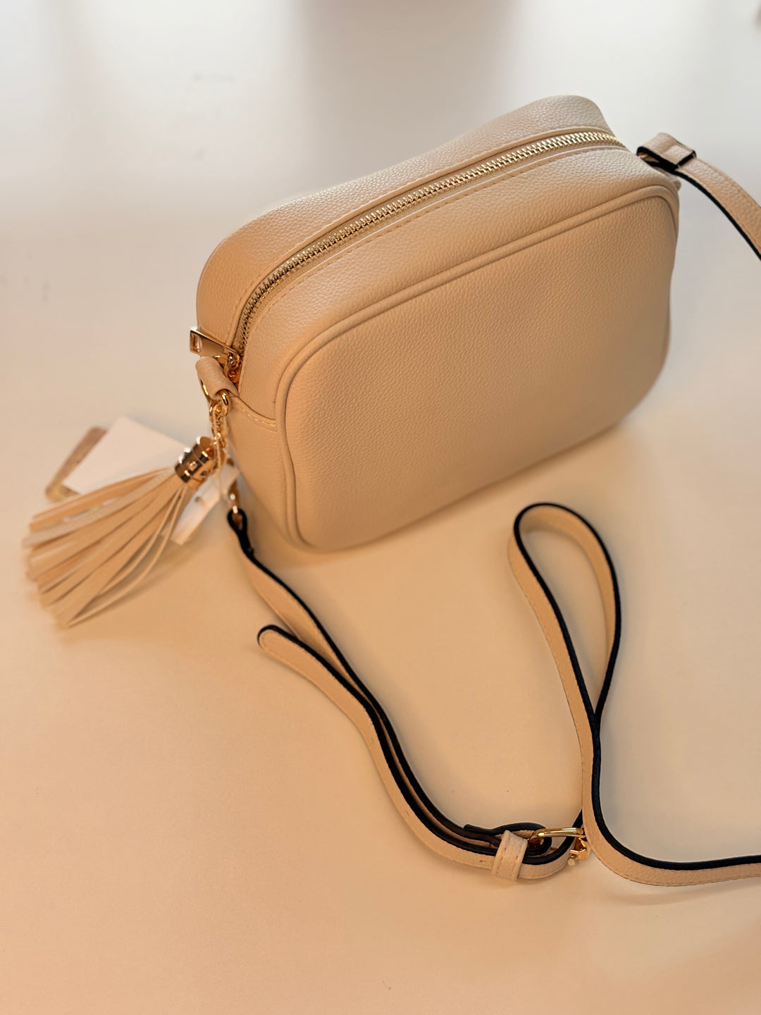 Faux Leather Cross Body Bag | Cream