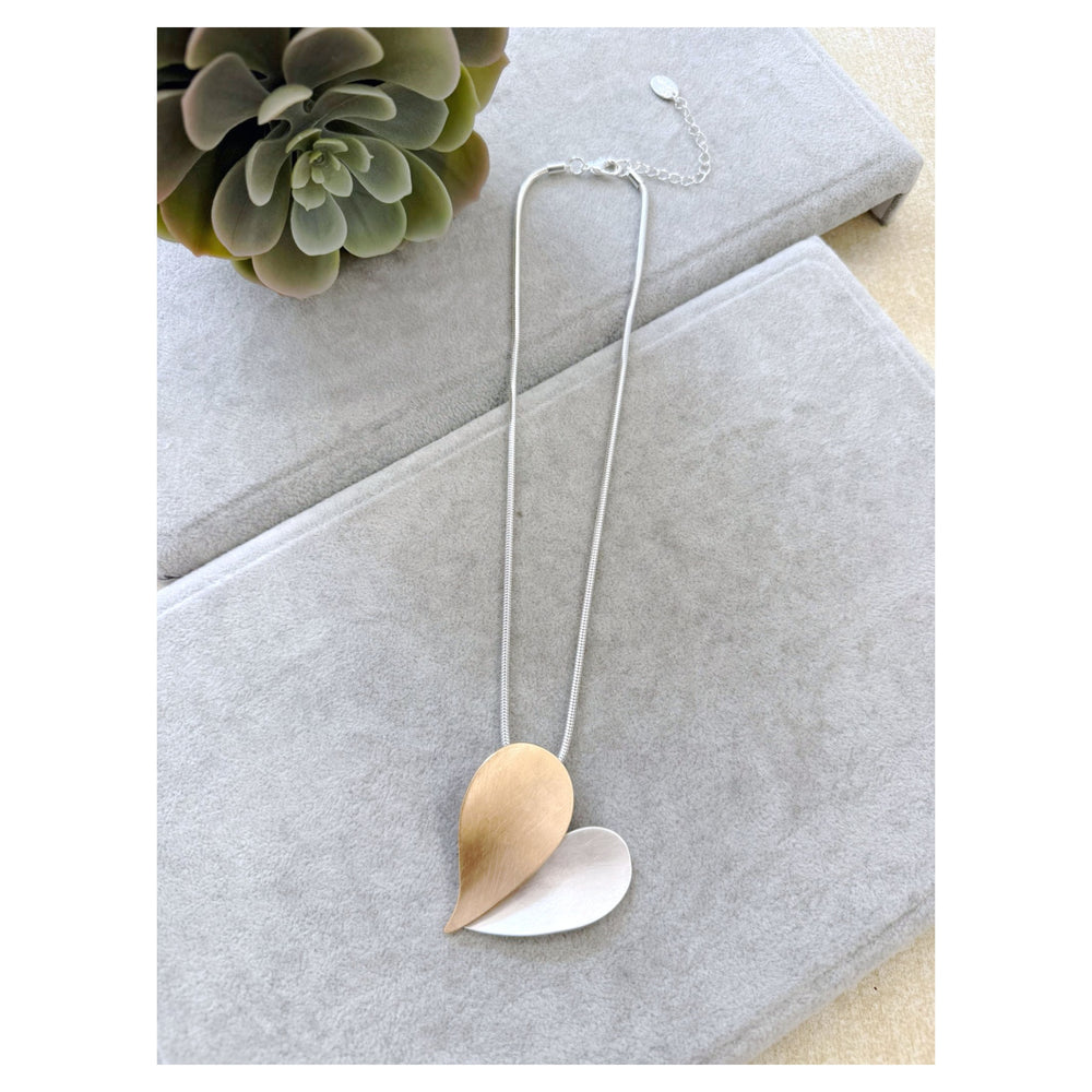 Brushed Metal Heart Necklace | Copper/Silver - Mandy's Heaven 