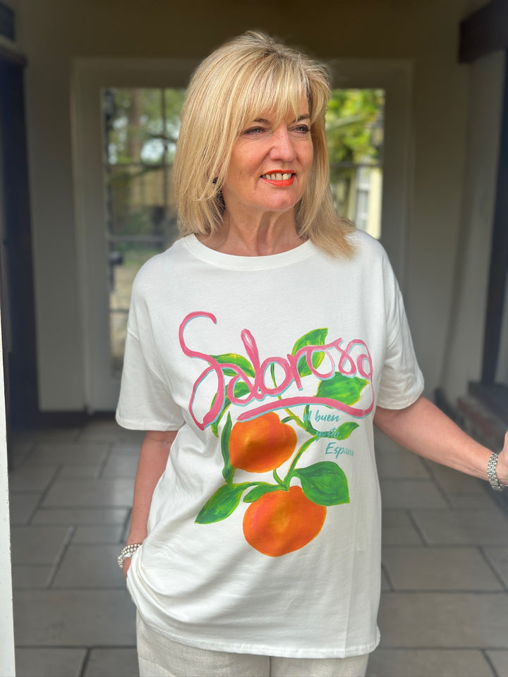 Spanish Orange Motif T-Shirt | White
