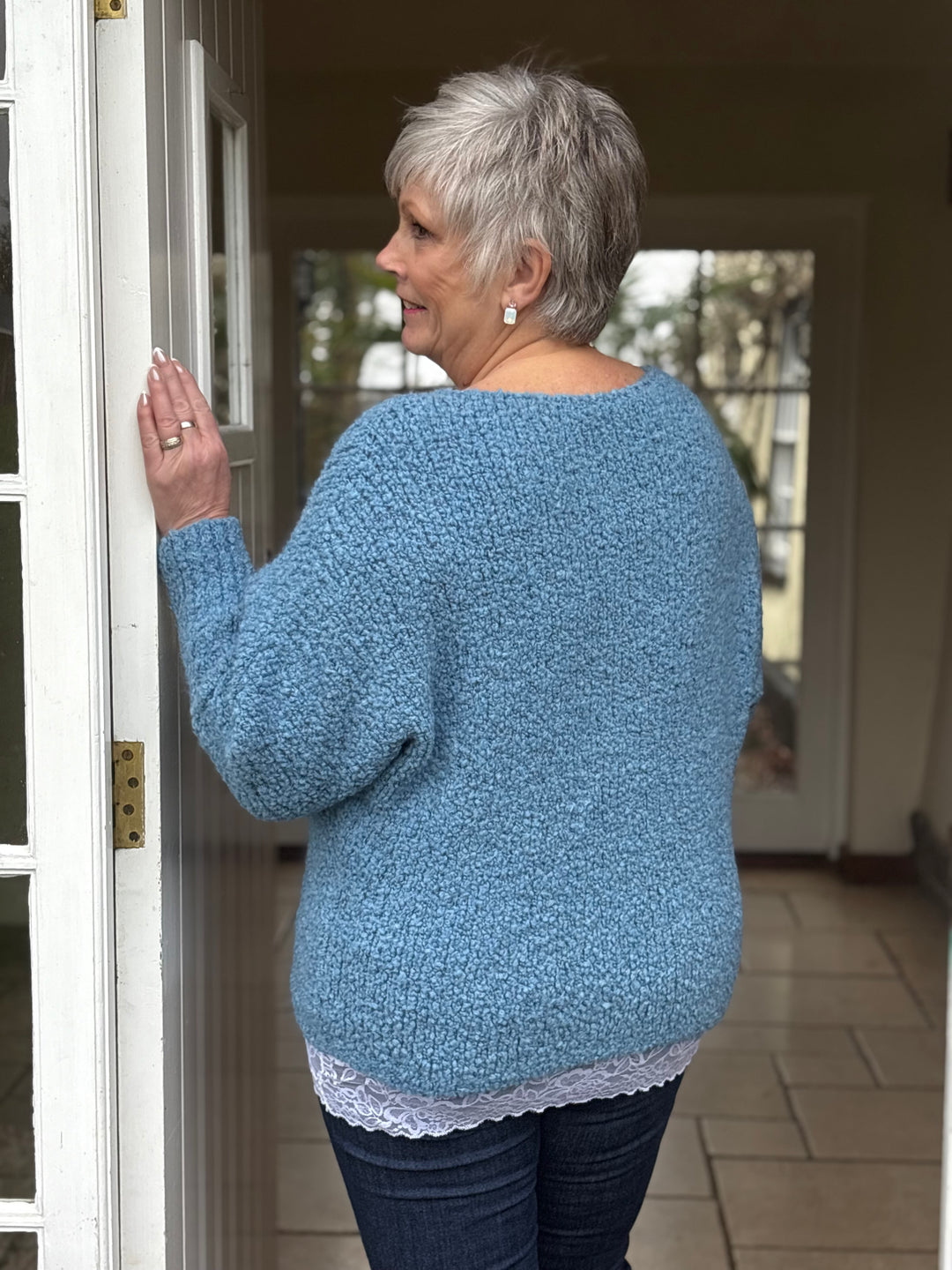 Teddy Bear Heart Knit | Powder Blue