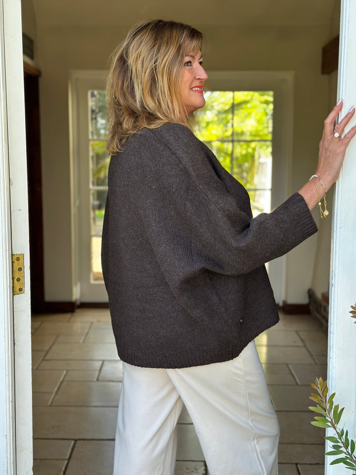 Relaxed V-Neck Knit - Malissa J | Chocolate