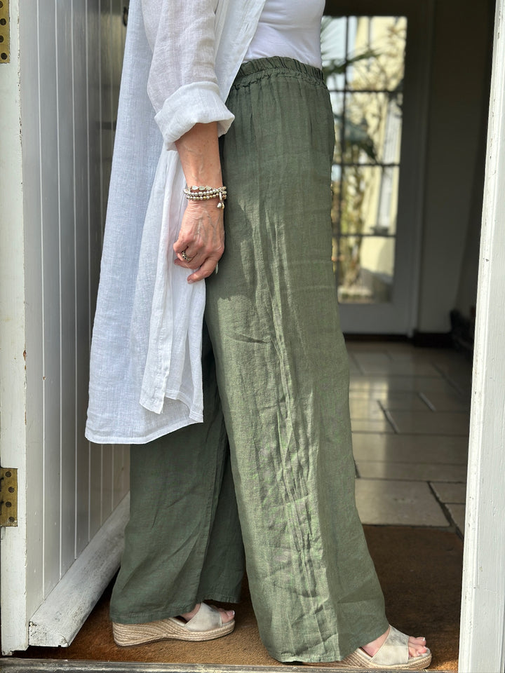 Floaty Linen Trouser | Khaki