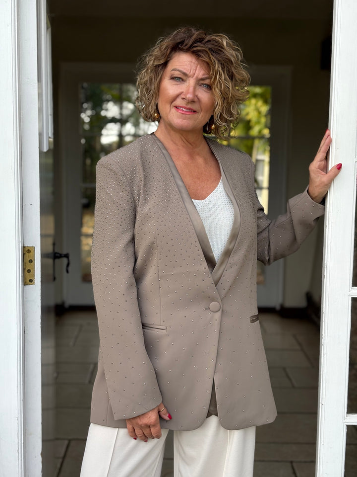 Studded Luxe Blazer - Malissa J | Taupe