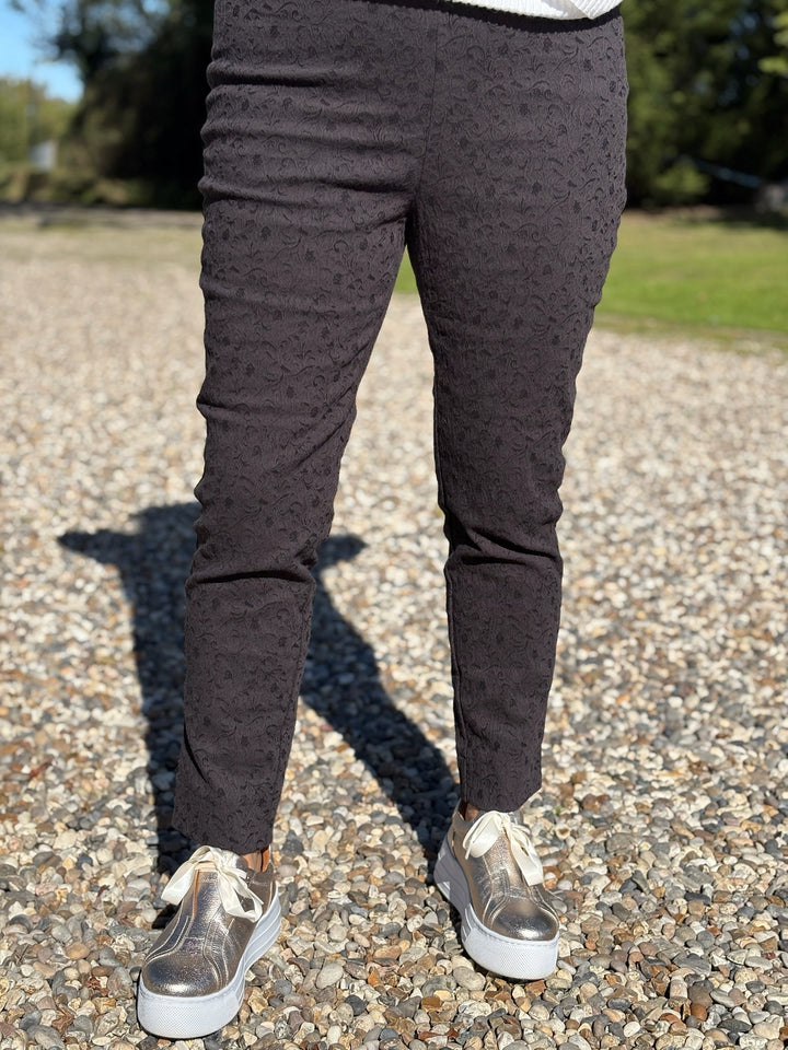 Pull Up Ankle Grazer Trouser - PINNS - 302CT | Black Jacquard