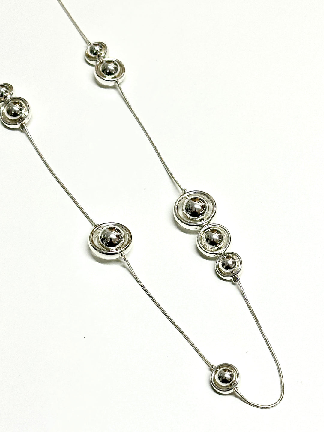 Orbit Bead Long Necklace | Silver