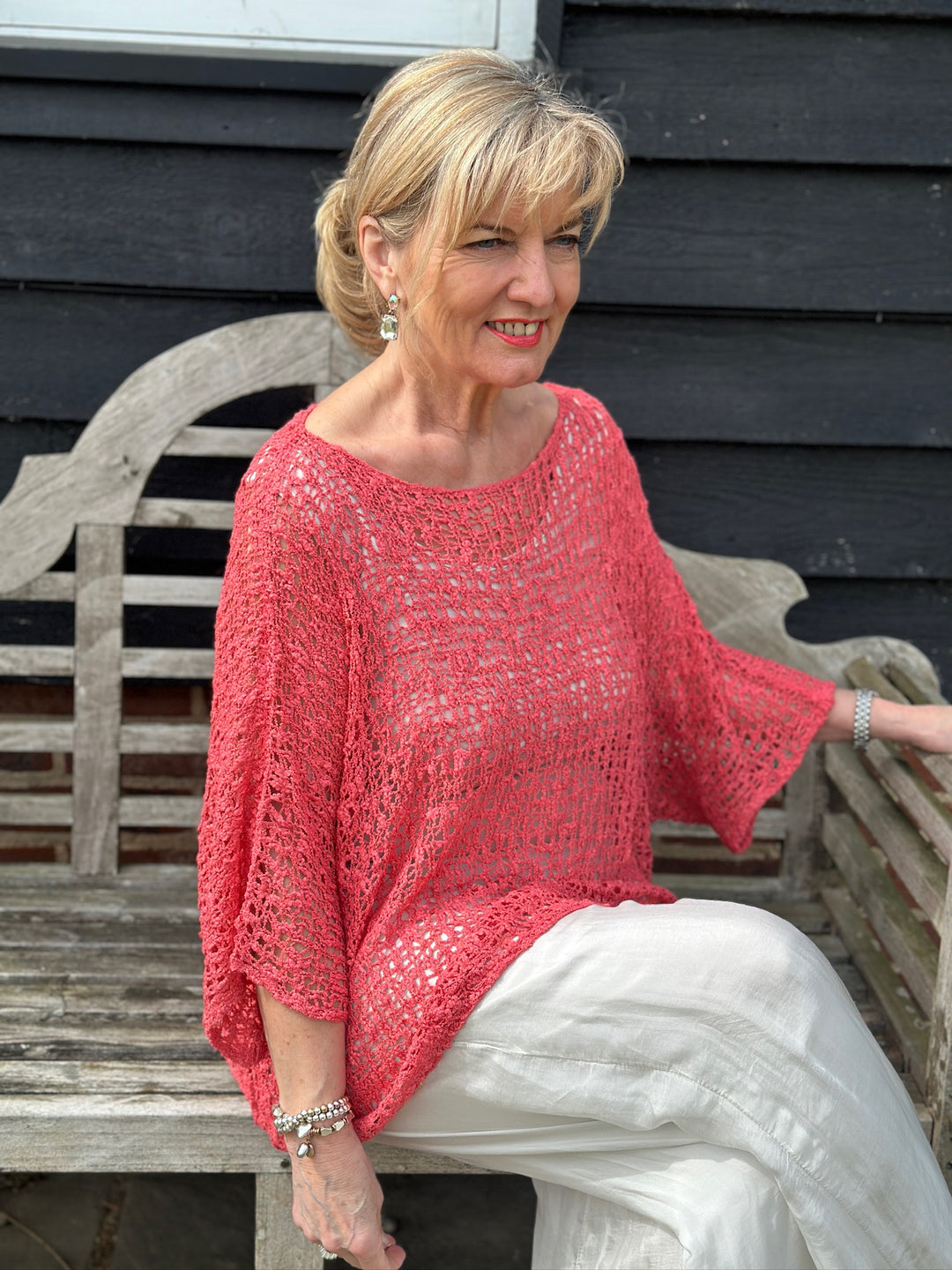 Net Edgy Crochet Top | Coral