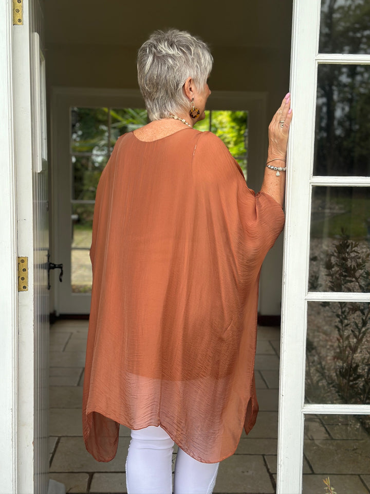 Bella Silk Blouse | Rust