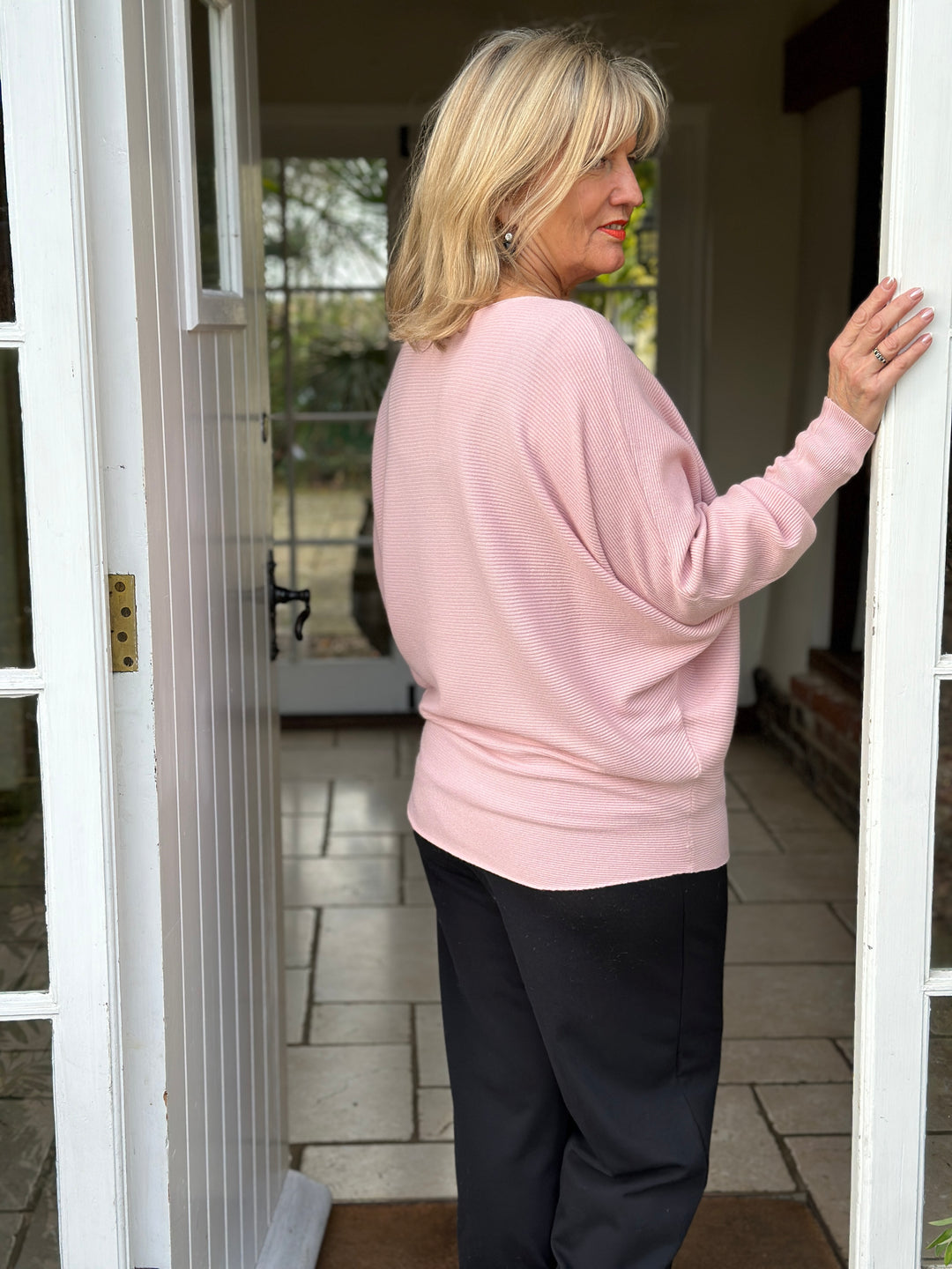 Pearl Heart Batwing Jumper | Soft Pink