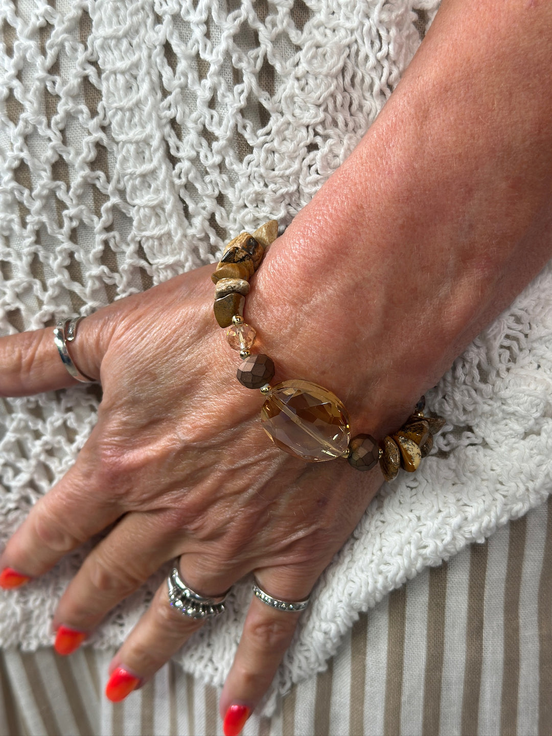 Coloured Stones Bracelet | Brown