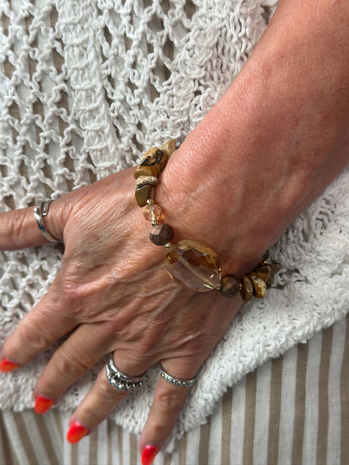 Coloured Stones Bracelet | Brown