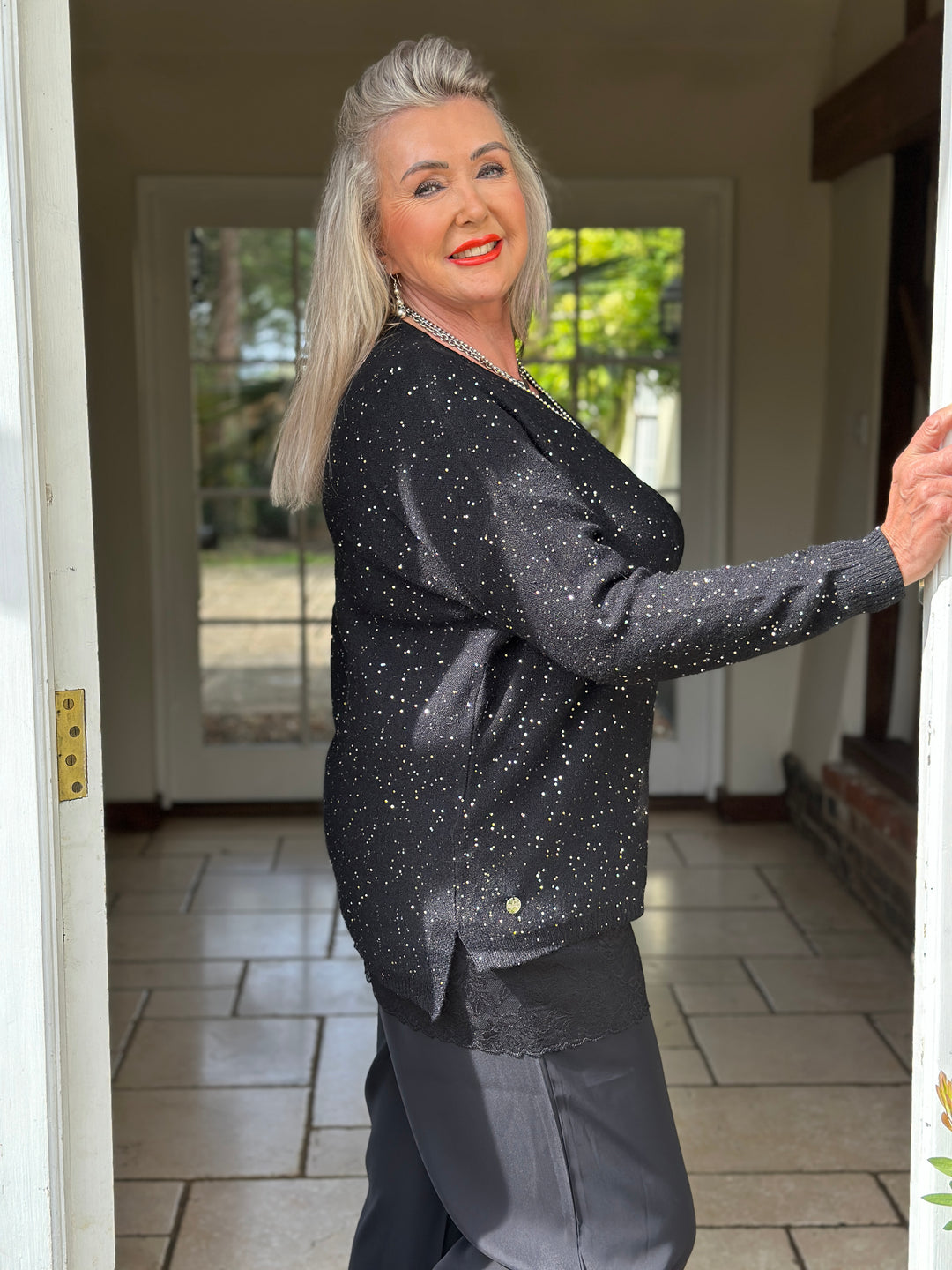 Sparkle Dip Hem Jumper - Malissa J | Black/Silver