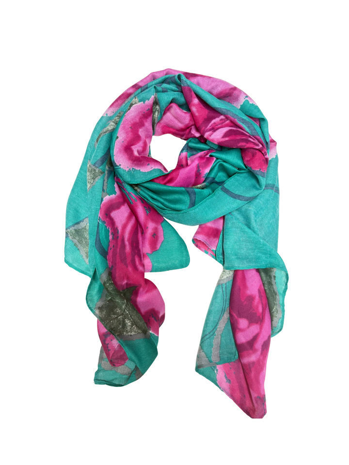Roses Scarf | Cyan
