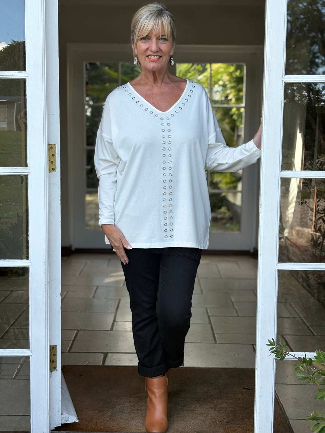 Urban Edge Stud Top - Malissa J | White