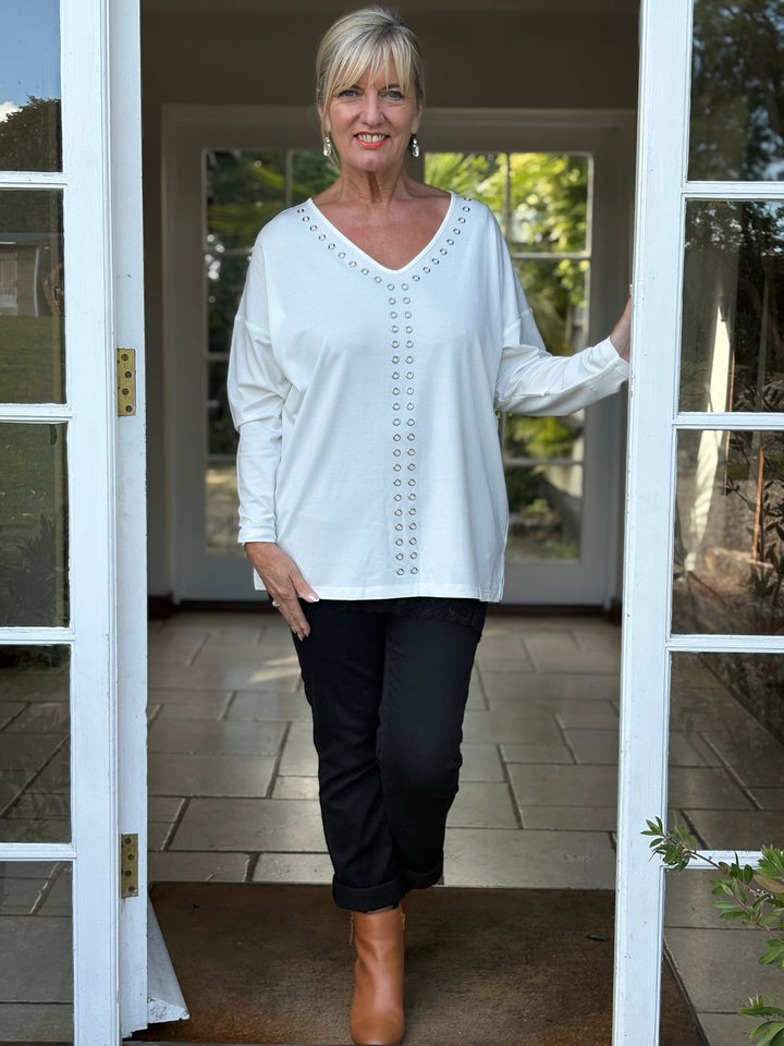 Urban Edge Stud Top - Malissa J | White