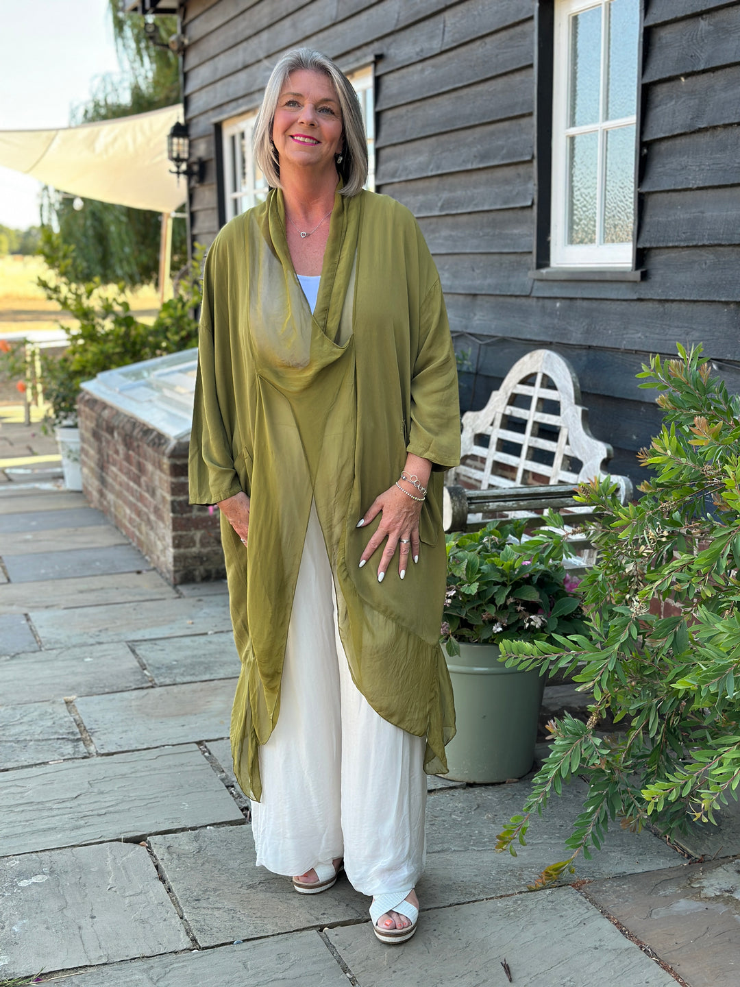 Silk Crossover Tunic | Olive