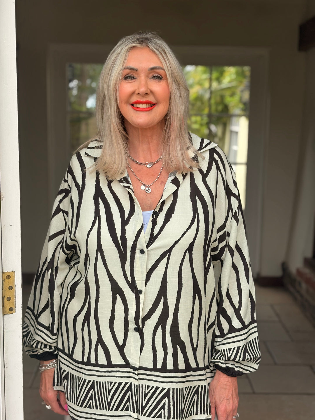 Zebra Print Inspired Shirt | Cream