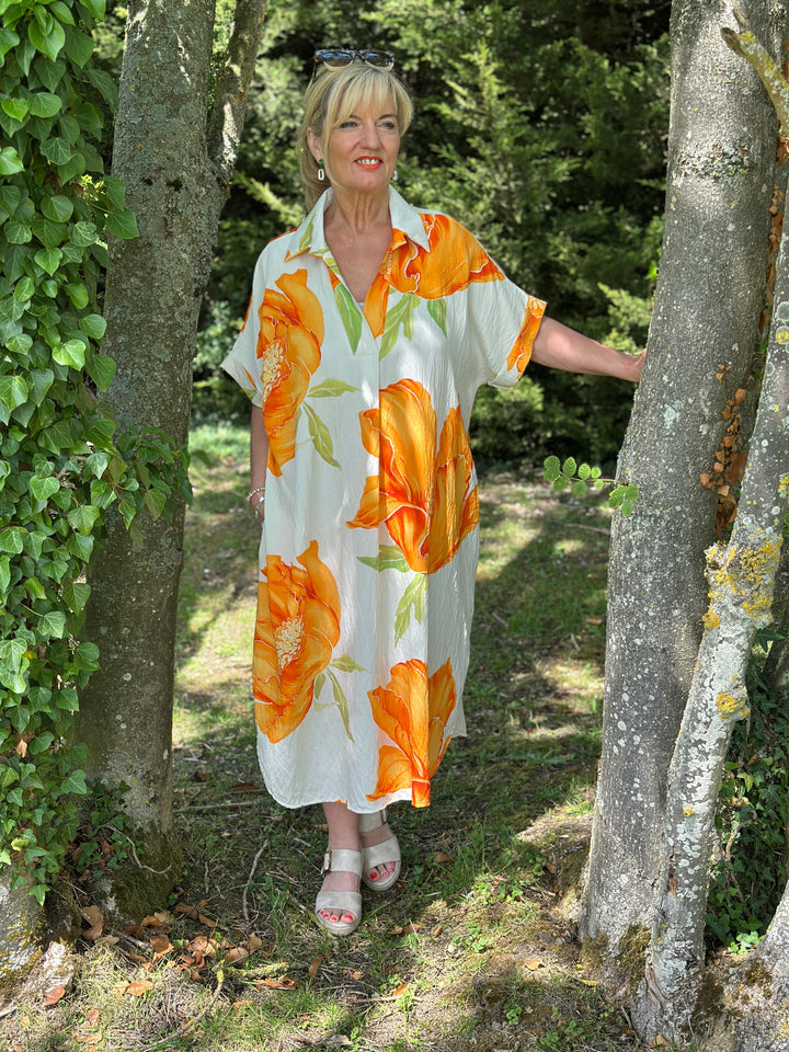 Tropical Bloom Tunic Dress | Orange