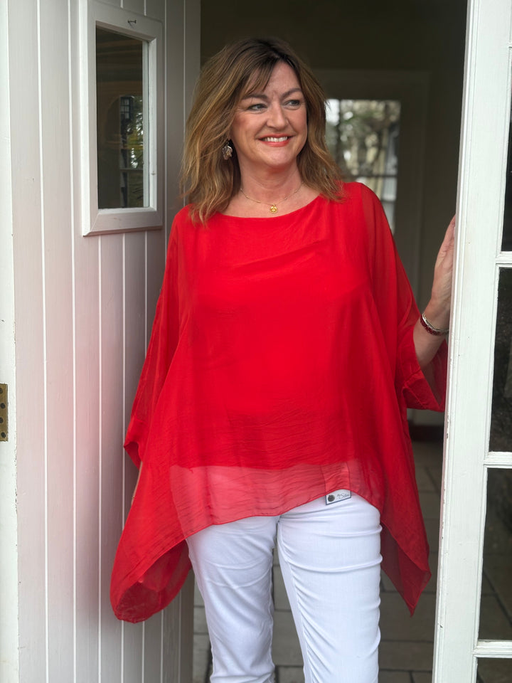 Mia Silk Blouse | Ruby Red