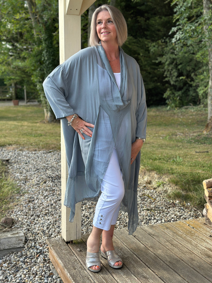 Silk Crossover Tunic | Grey